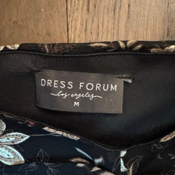 Dress Forum Ruched Black and Gold Floral Bodycon Mini Foliage Midnight Size M - Picture 5 of 7